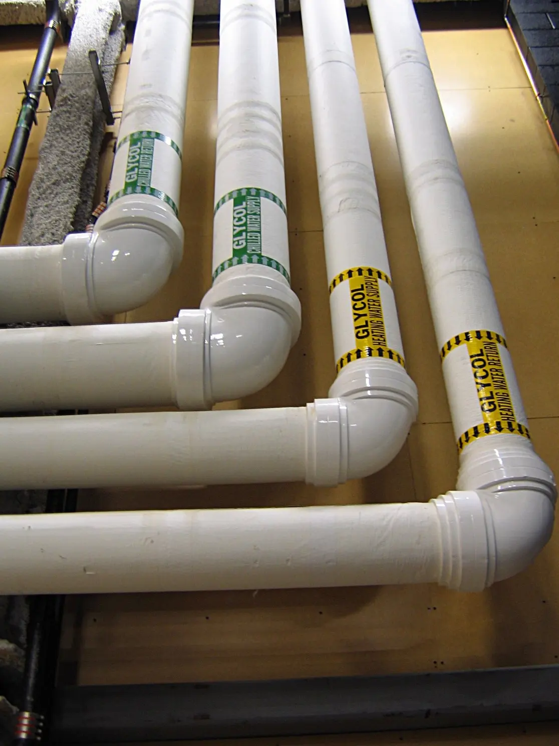 Plastic water and drain pipes prepared for installation