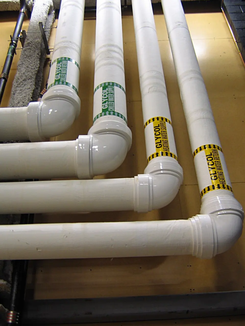 Plastic water and drain pipes prepared for installation